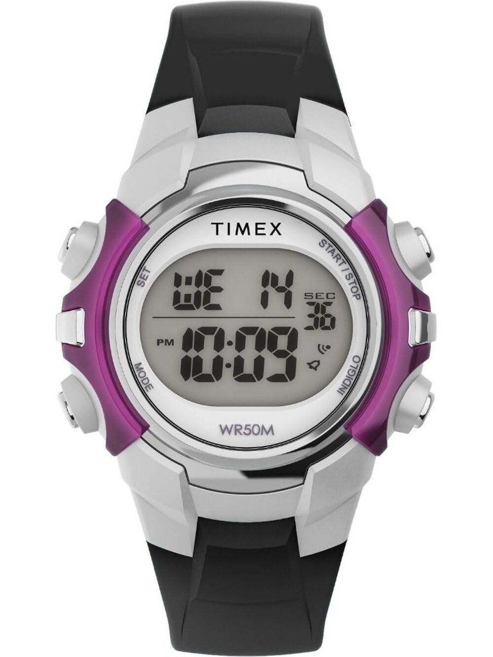 Unisex Black/Purple/Digital Dial 33mm Silicone Strap Quartz Wrist Watches